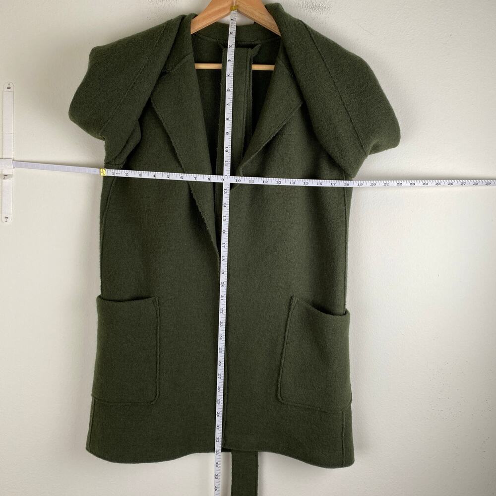 J.Crew Boiled Wool Wrap Coat Forest Green XS Belted - Picture 15 of 15